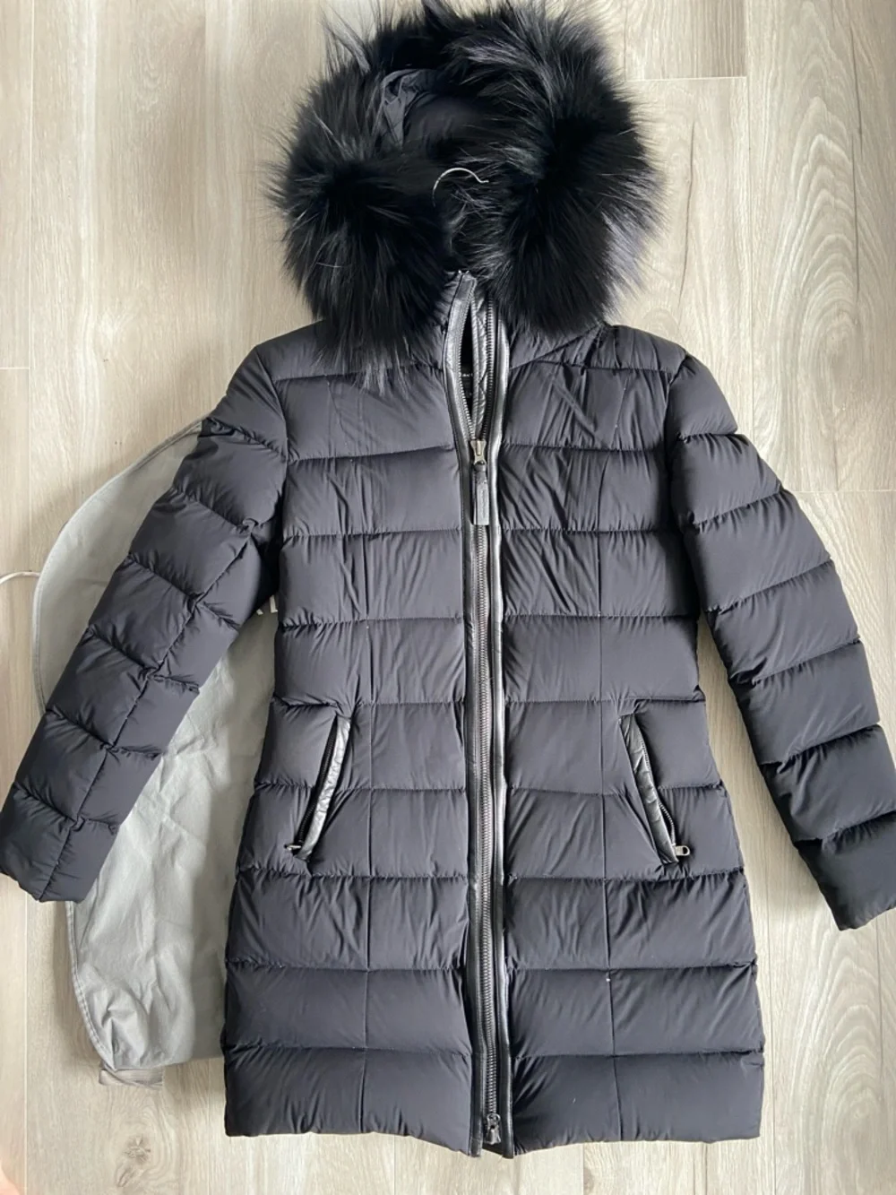 Mackage Calla Black Quilted Down Coat with Fur Trim - Picture 4 of 9